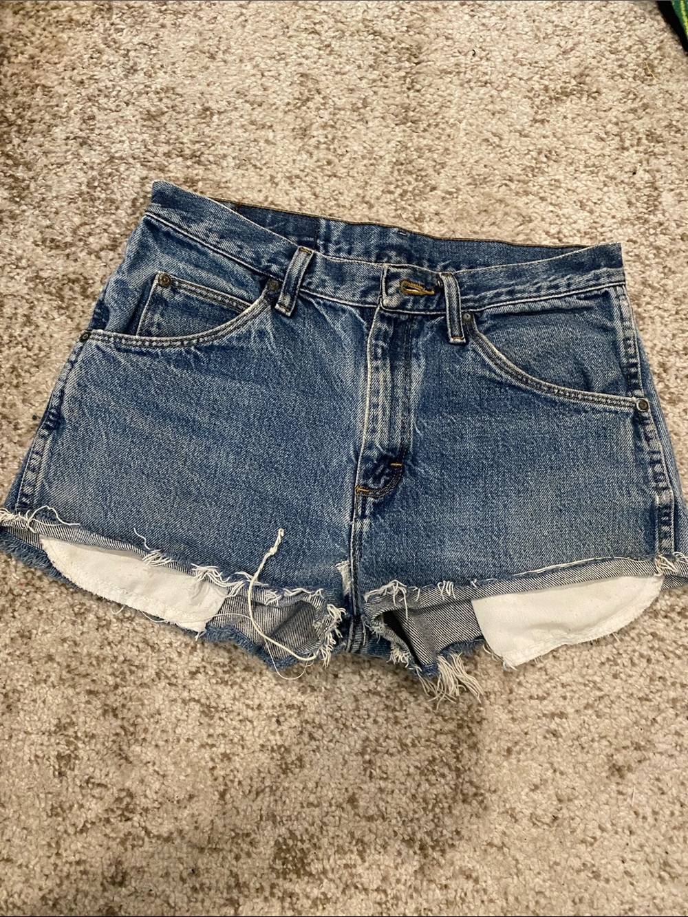 Wrangler Distressed Blue Denim Cutoff Shorts
